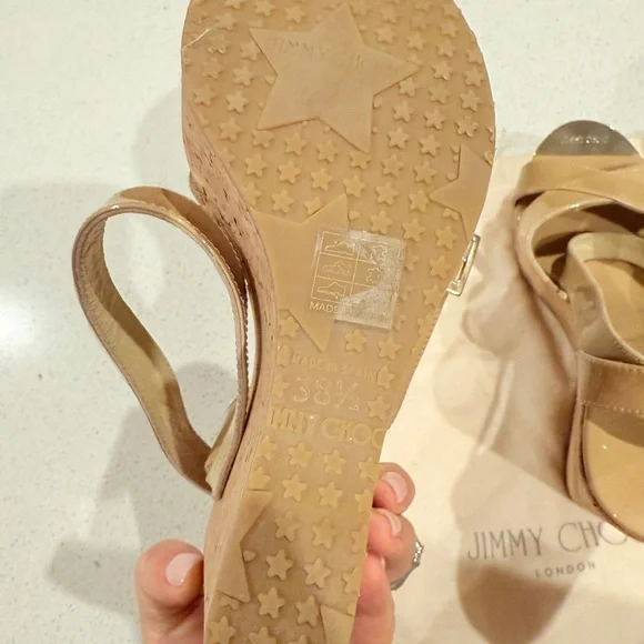 Jimmy Choo Tan Cork Wedge Heels - Picture 4 of 6